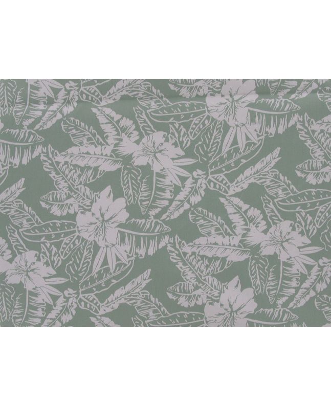 Hibiscus Bloom Printed Cotton Twill, Mint