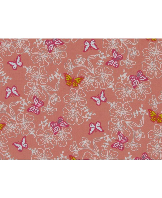 Hibiscus Polycotton Butterfly, Salmon