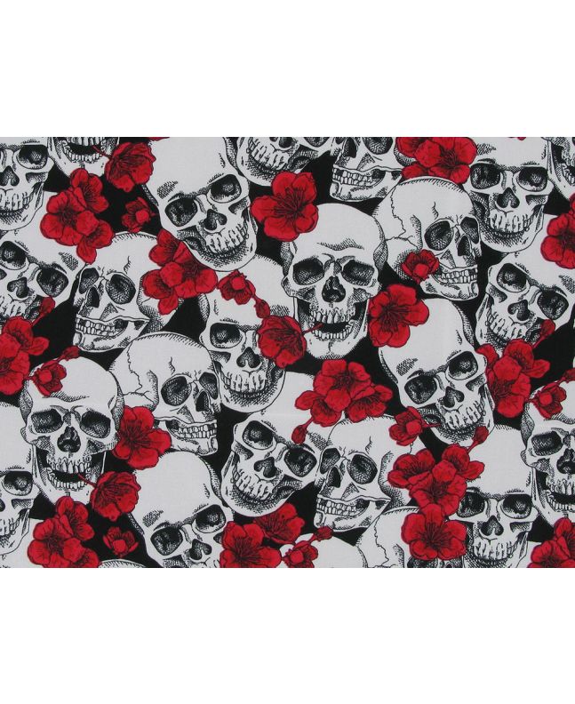 Hibiscus Skull Cotton Poplin Print