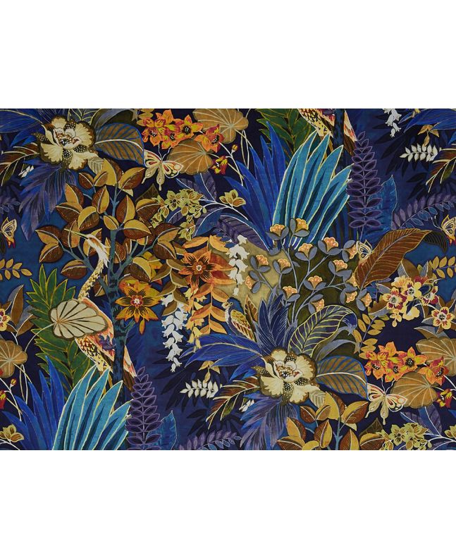 Hidden Paradise Printed Velvet, Midnight