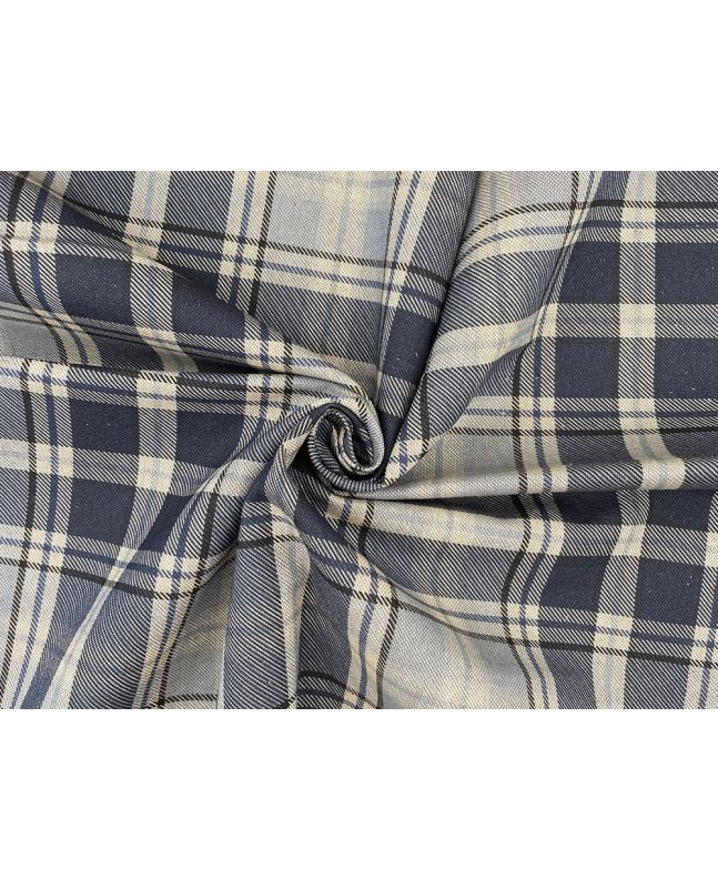 Highland Check Cotton Rich Panama, Denim