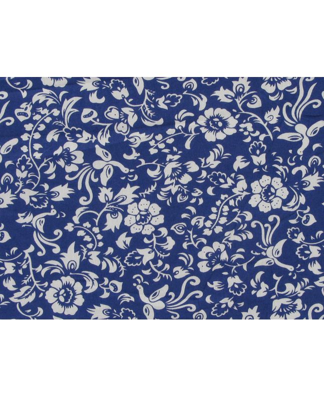 Honeysuckle Bird Silhouette Cotton Poplin Print, Blue