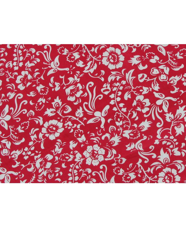Honeysuckle Bird Silhouette Cotton Poplin Print, Red