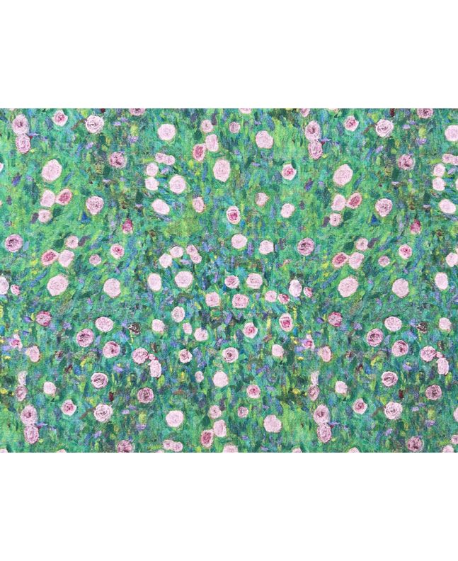 Iconic Art Cotton Print, Klimts White Roses