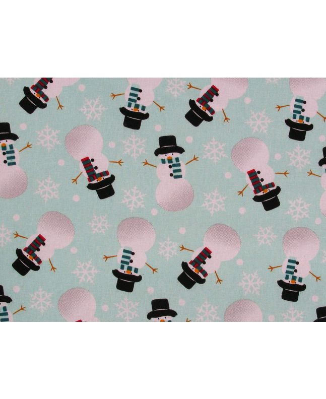 Icy Snowman Christmas Cotton Print