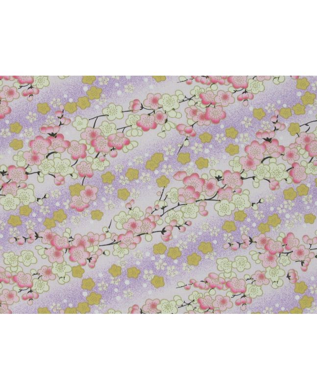 Isumi Japanese Foil Cotton Print, Blossom Garden, Lilac