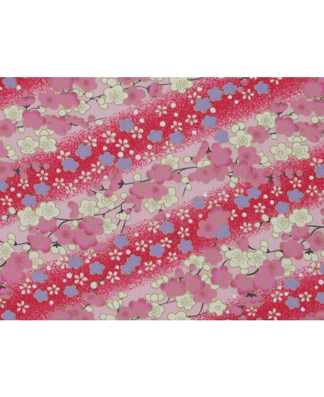 Isumi Japanese Foil Cotton Print, Blossom Garden, Maroon