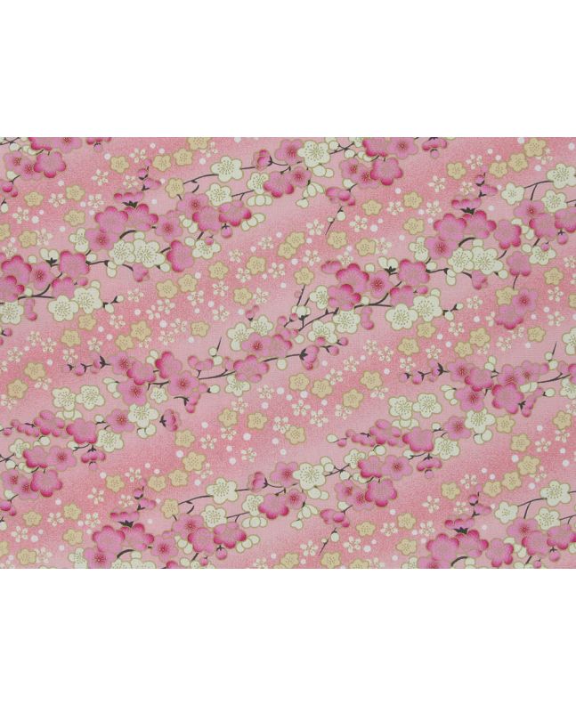 Isumi Japanese Foil Cotton Print, Blossom Garden, Pink