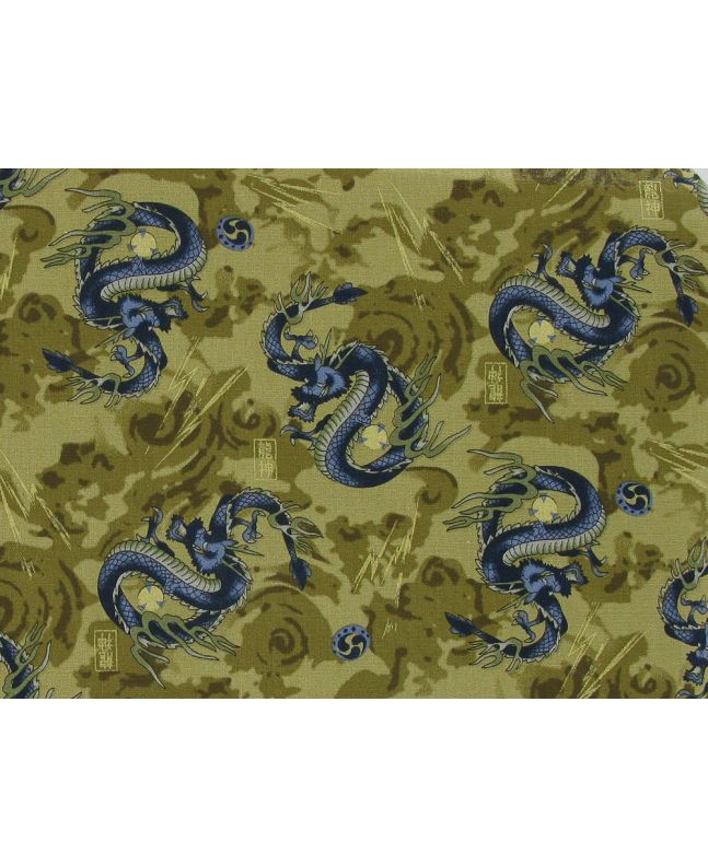 Isumi Japanese Foil Cotton Print, Dragon Flash, Gold