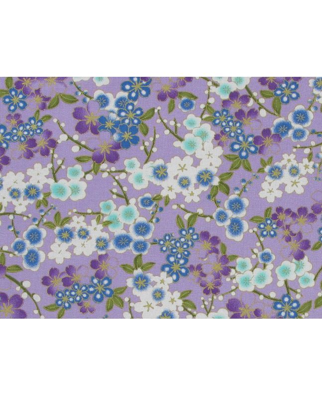 Isumi Japanese Foil Cotton Print, Floral Garden, Lilac