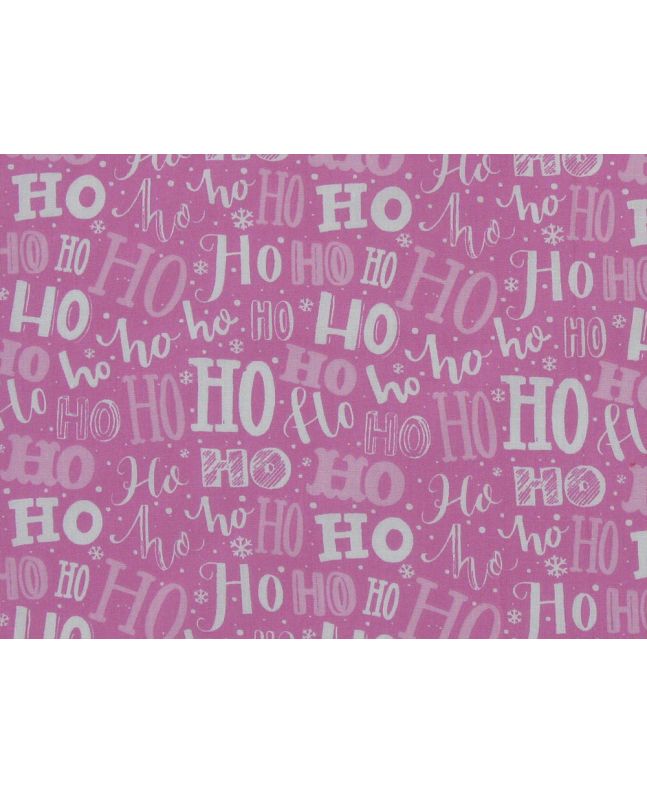 Jolly Christmas Ho Ho Polycotton Print, Pink