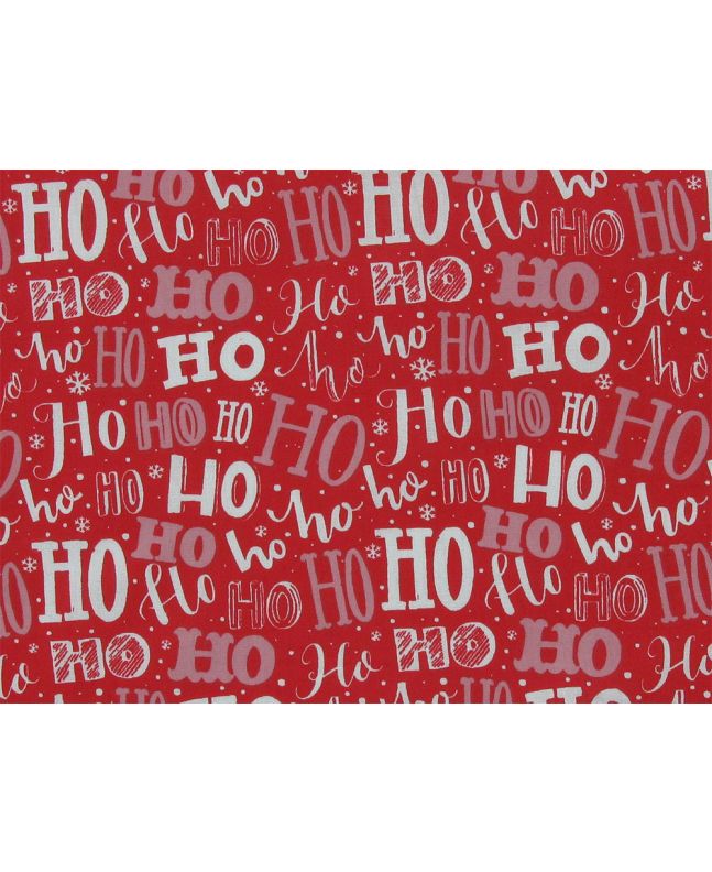 Jolly Christmas Ho Ho Polycotton Print, Red
