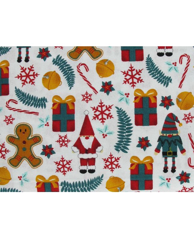 Joys of Christmas Cotton Print, White