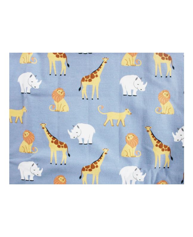 Jungle Animals Cotton Jersey, Blue