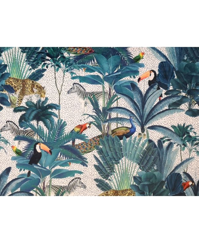 Jungle Prowl Digital Print Velvet, White