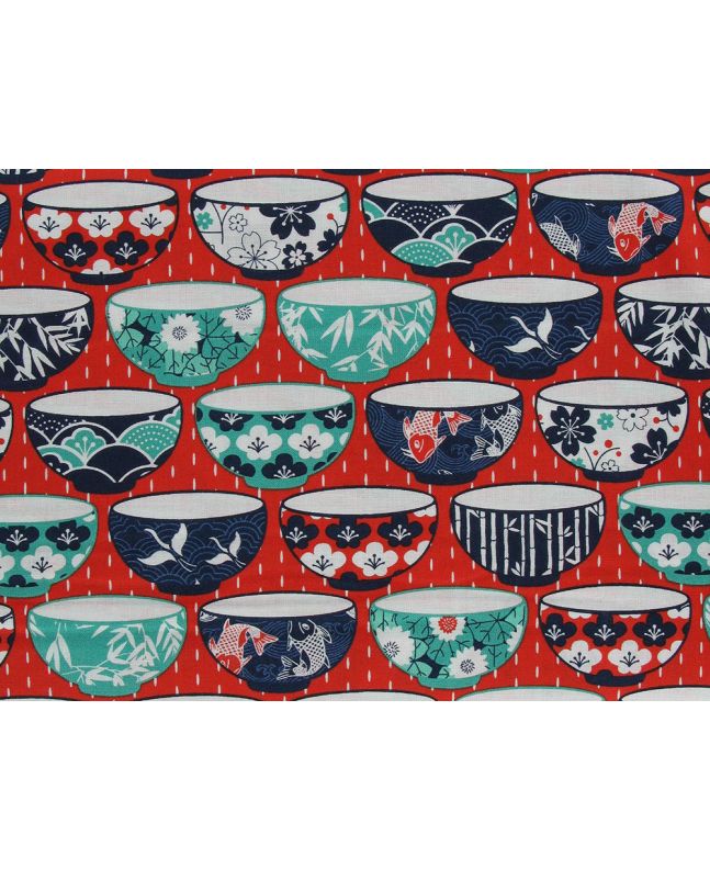 Kyoto Rice Bowl Cotton Print, Orange