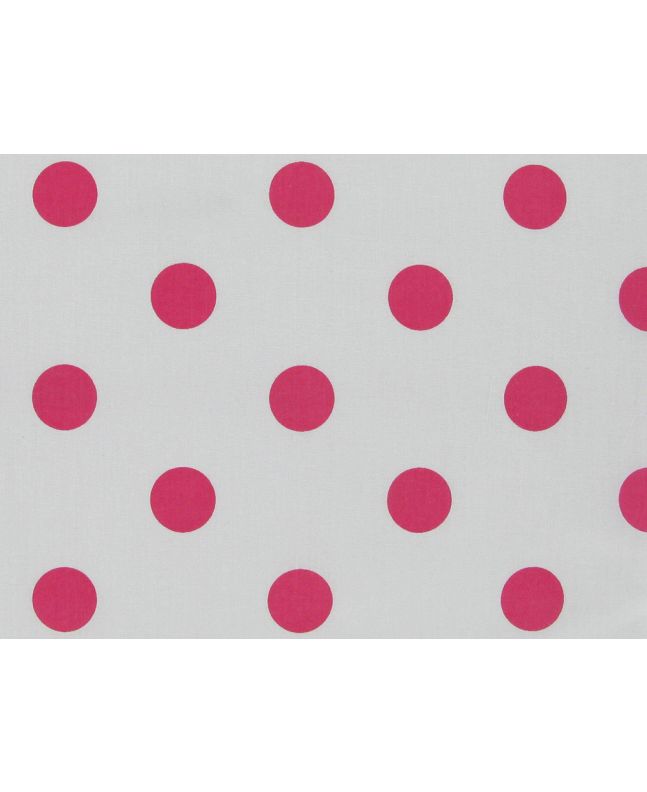 Large Cerise Polka Dot on White Background Polycotton Print