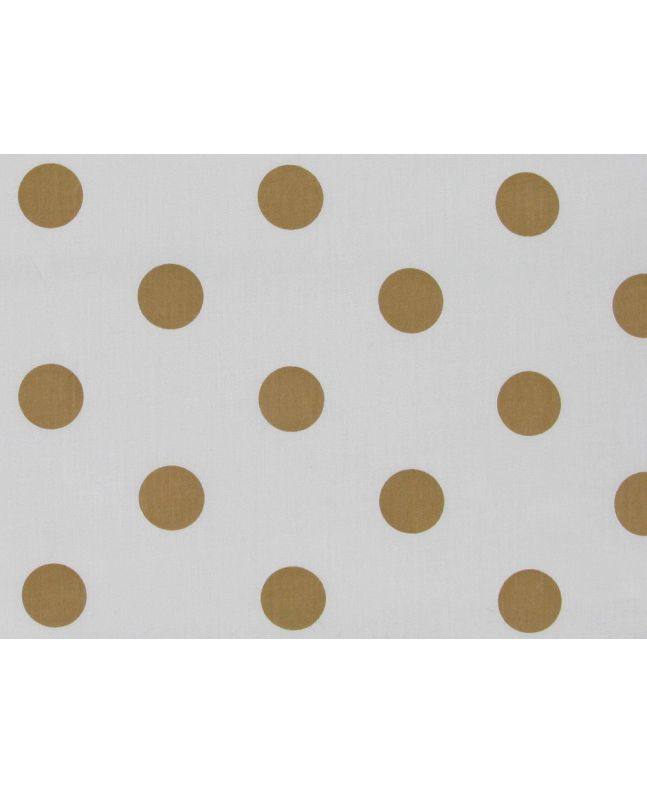 Large Gold Polka Dot on White Background Polycotton Print