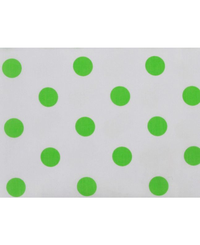 Large Green Polka Dot on White Background Polycotton Print