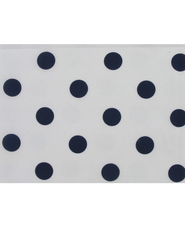 Large Navy Polka Dot on White Background Polycotton Print