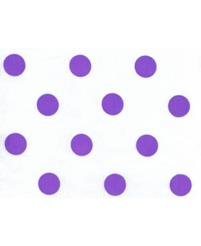 Large Purple Polka Dot on White Background Polycotton Print