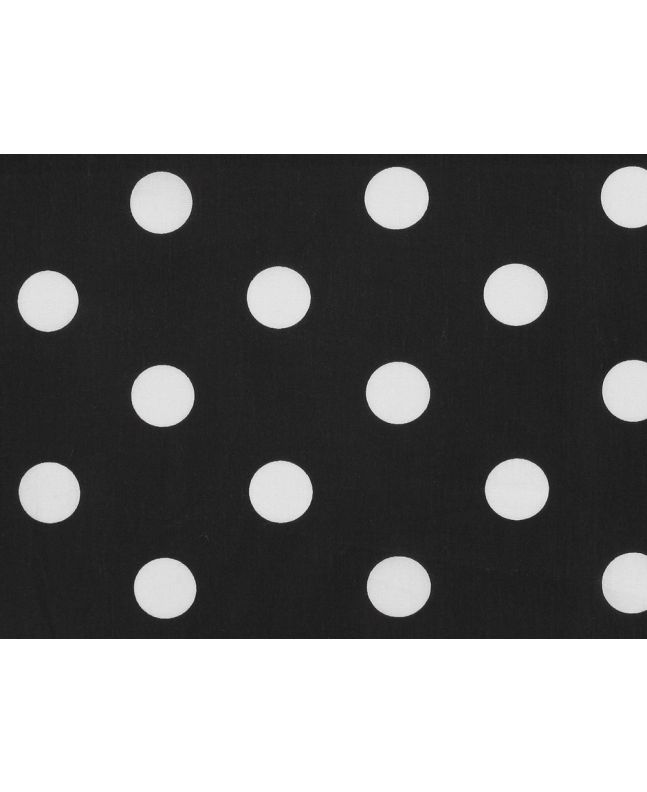 Large White Polka Dot on Black Background Polycotton Print
