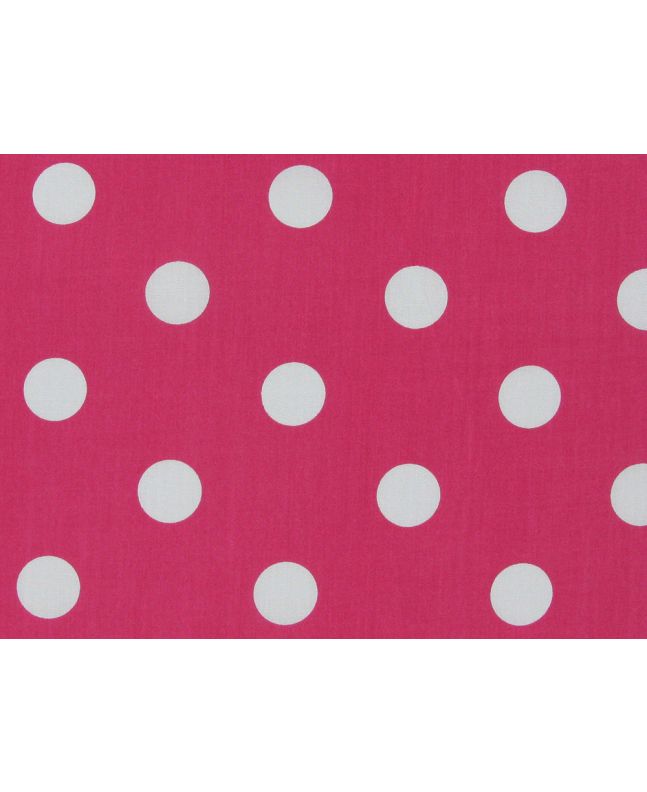 Large White Polka Dot on Cerise Background Polycotton Print