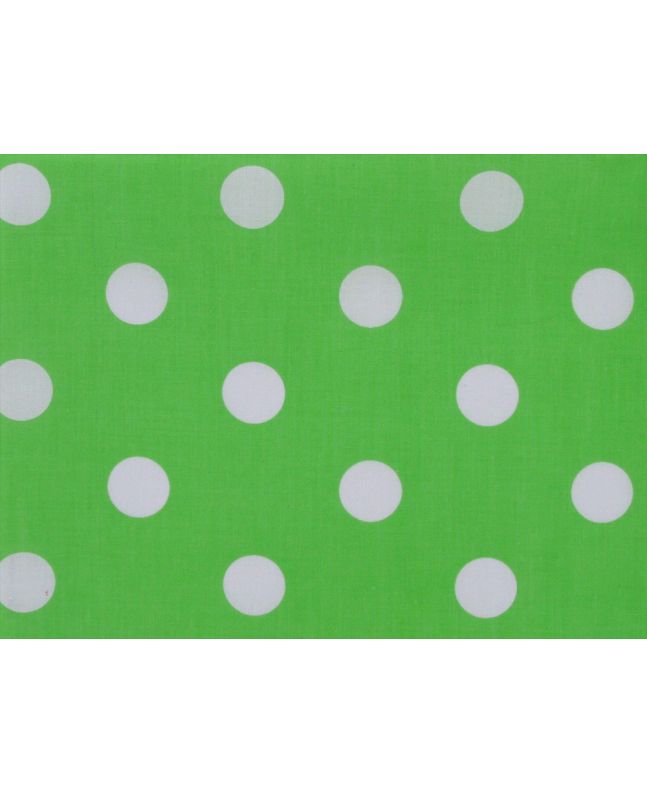 Large White Polka Dot on Green Background Polycotton Print