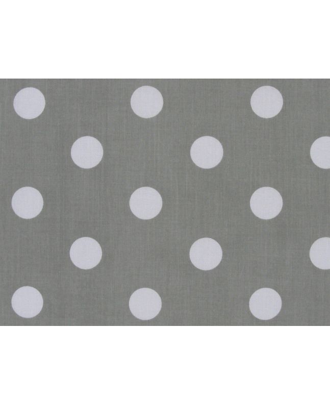 Large White Polka Dot on Grey Background Polycotton Print