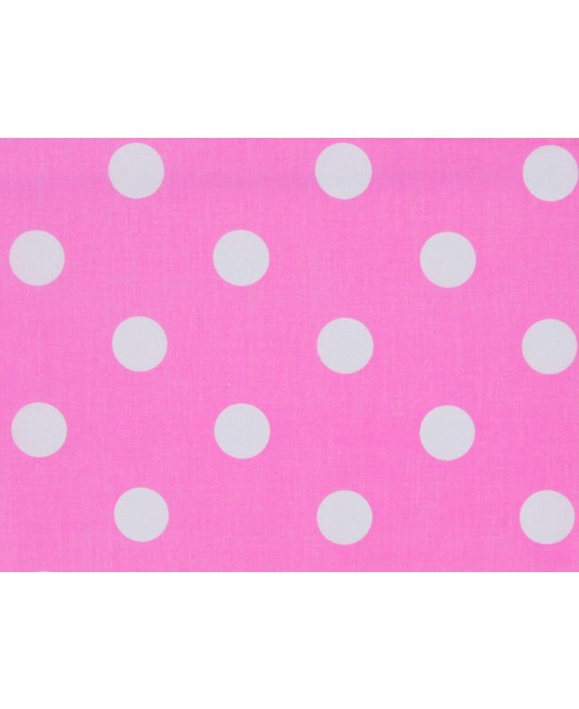 Large White Polka Dot on Pink Background Polycotton Print
