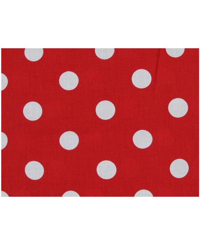 Large White Polka Dot on Red Background Polycotton Print