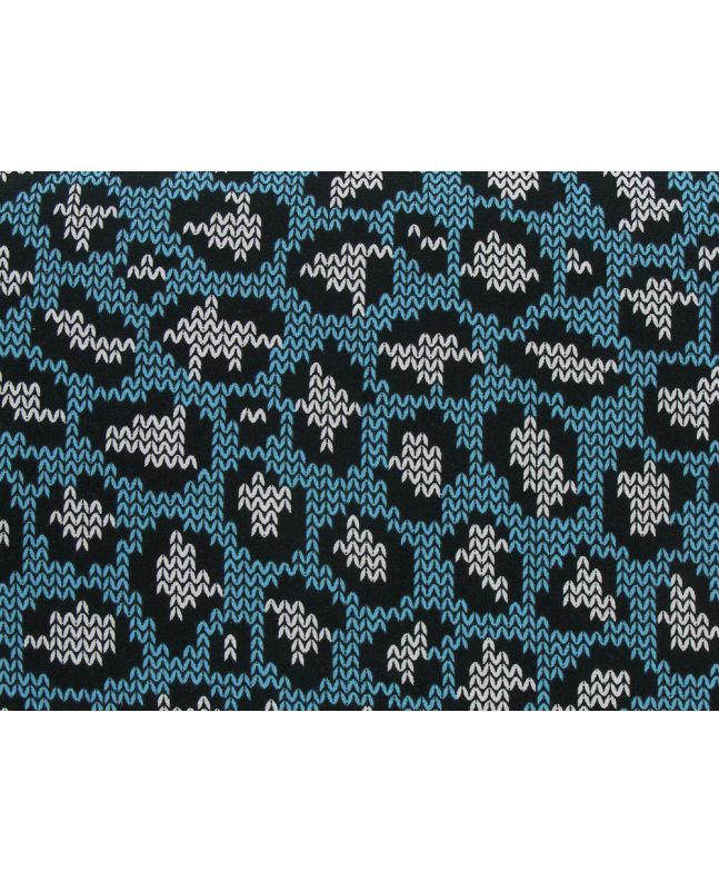 Leopard Knit Print Cotton Jersey, Blue