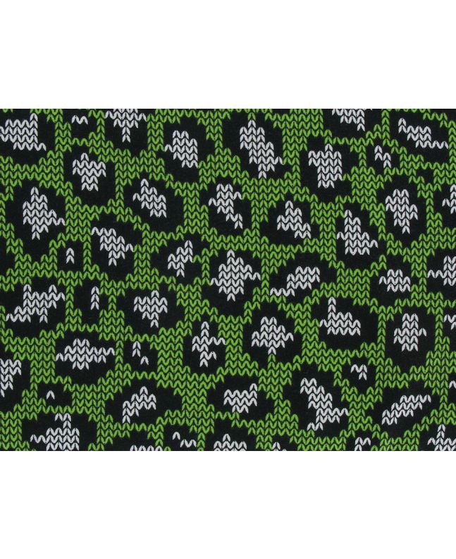 Leopard Knit Print Cotton Jersey, Lime