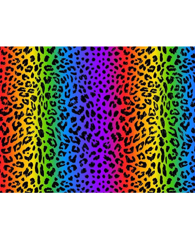 Leopard Rainbow Stripes Cotton Print