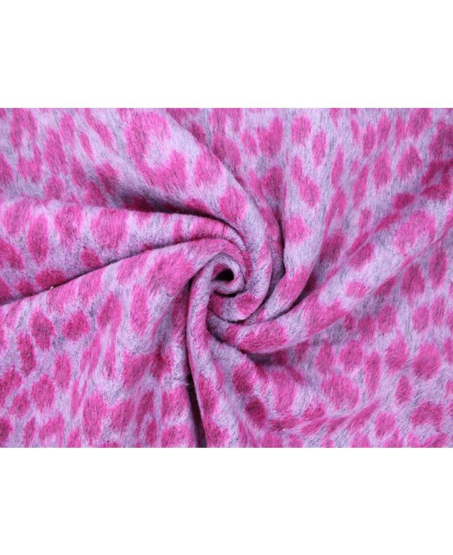 Leopard Spots Brushed Wool Blend, Pink