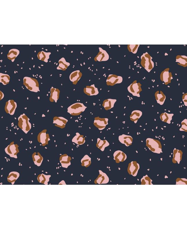 Leopard Spots Modal and Cotton Jersey Blend, Navy