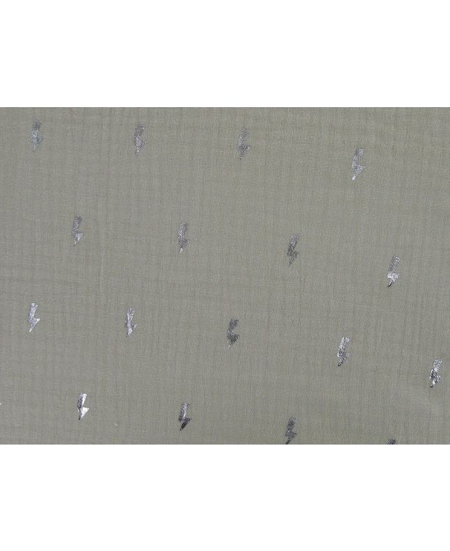 Lightning Bolt Foil Print Double Gauze, Sand
