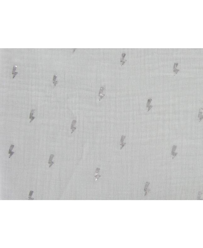 Lightning Bolt Foil Print Double Gauze, White