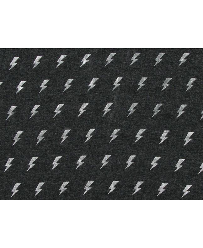 Lightning Bolt Row Foil Cotton Jersey, Dark Grey