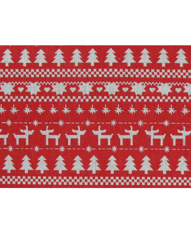 Lightweight Linen Look Canvas, Christmas Icon Stripe, Red