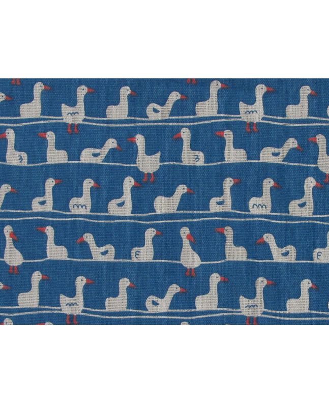 Lightweight Linen Look Canvas, Ducks in a Row, Blue