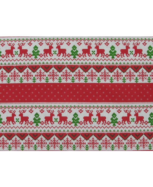 Lightweight Linen Look Canvas, Nordic Christmas, Red