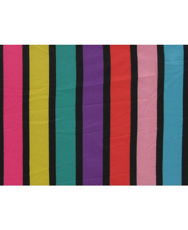 Lightweight Polyester Jersey, 3cm Rainbow Stripe