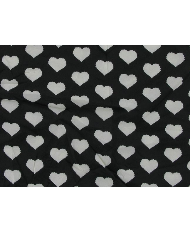 Lightweight Printed Polyester, Monochrome Hearts