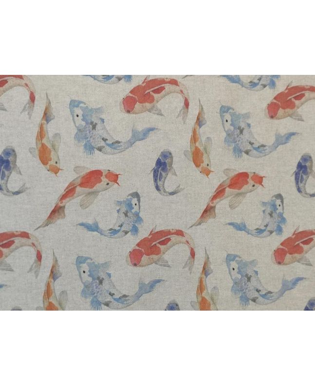 Linen Look Digital Printed Panama Koi Fish