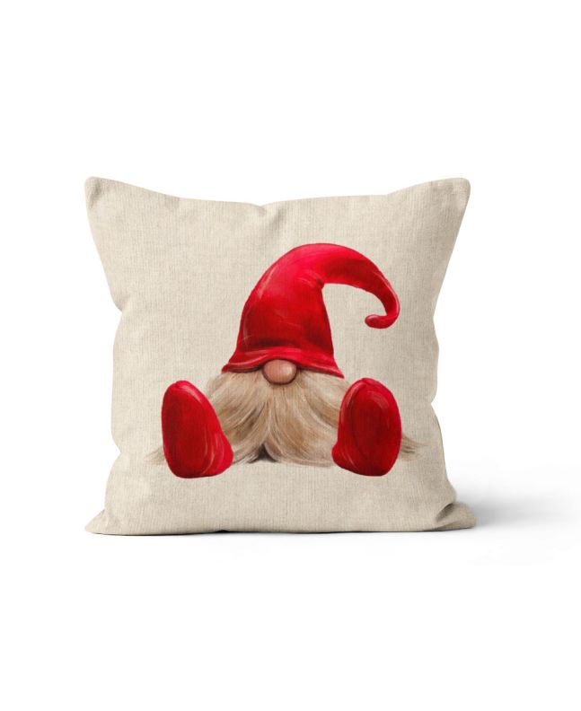 Linen Look Panama Panels, Christmas Gonk, Red