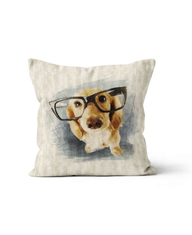 Linen Look Panama Panels, Dachsund Glasses