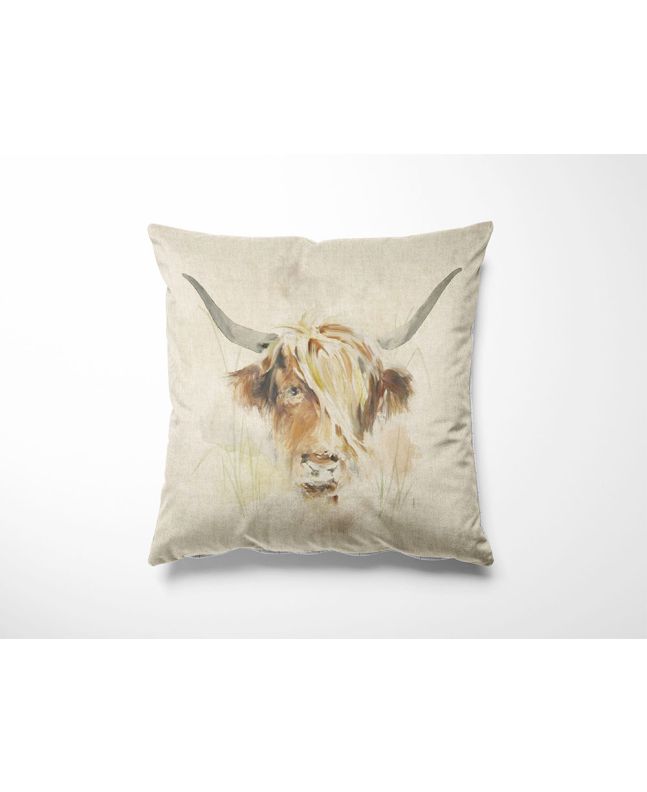 Linen Look Panama Panels, Highland Cow