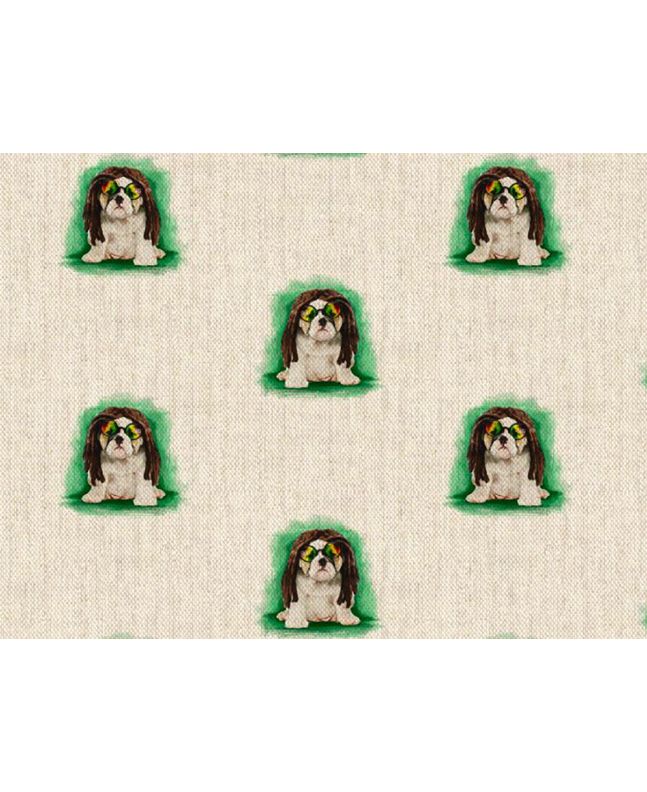 Linen Look Printed Panama, Bulldog Glasses