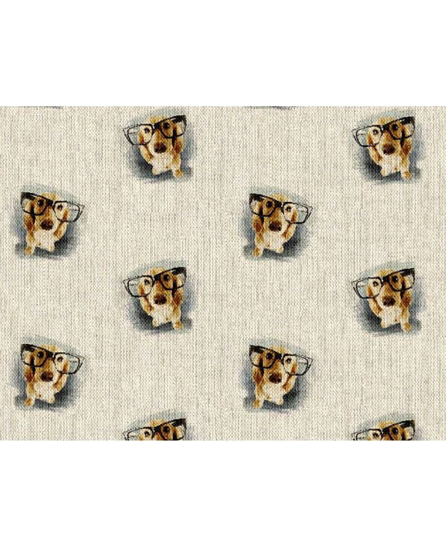  Linen Look Printed Panama, Dachsund Glasses